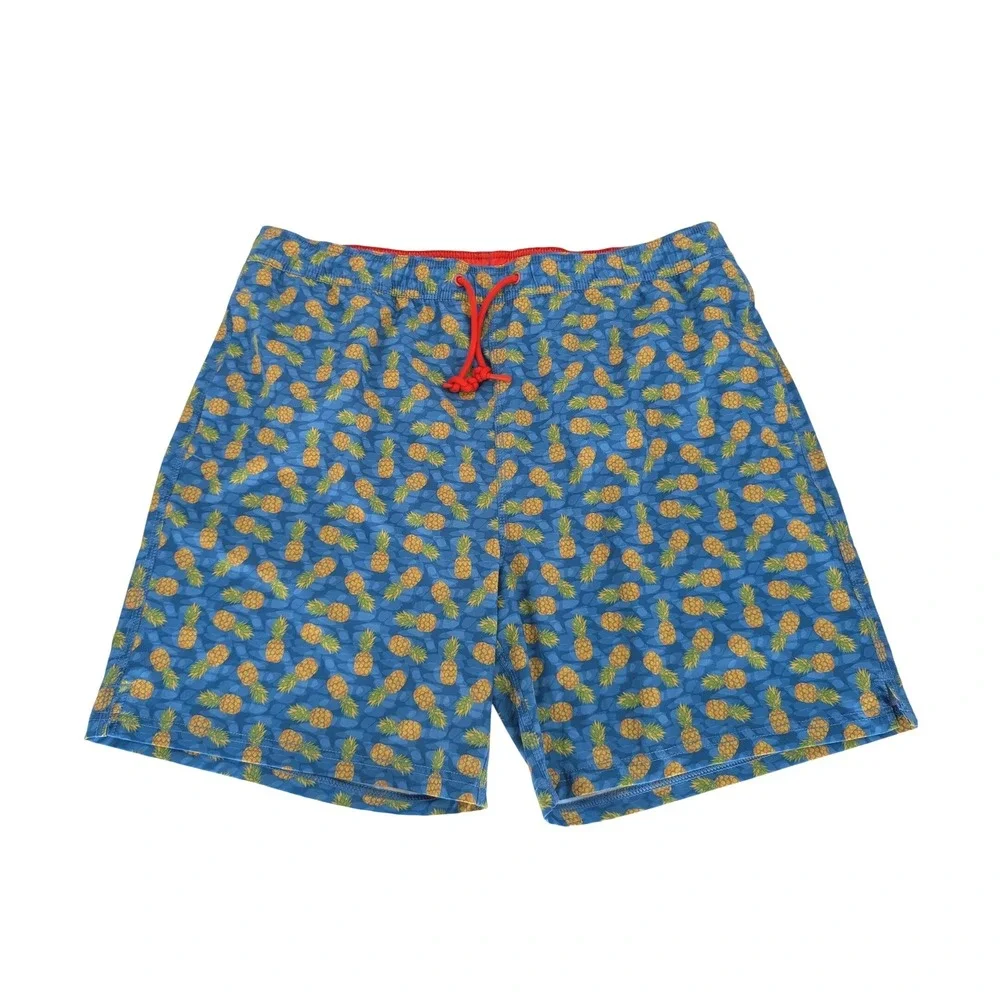 Johnston & Murphy Swim Trunks Mens Large Blue Pineapple Print Tropical Resort‎